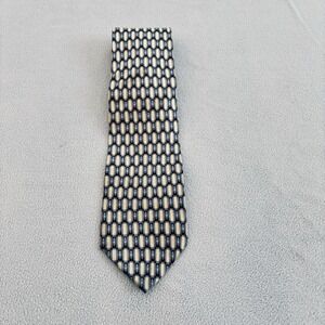 Boca Classics Pure Silk Tie Mens Classic  Black Gold Geometric Design 4"W 58"L